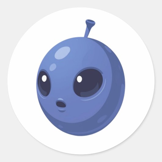 Blueberry Alien – Cute Minimal Fruit Design ラウンドシール (正面)
