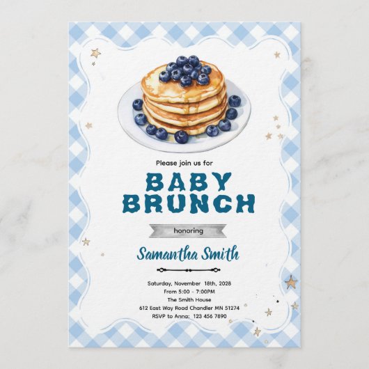 Blueberry Baby Brunch Baby Shower Invitation 招待状 (正面)