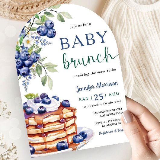 Blueberry Baby Brunch Boy Baby Shower Arch 招待状