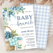 Blueberry Baby Brunch Boy Bow & Bottle Baby Shower 招待状