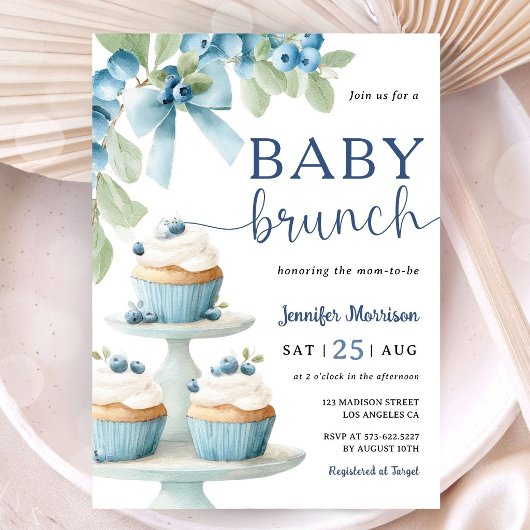 Blueberry Baby Brunch Boy Shower Invitation 招待状