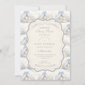 Blueberry Baby Canopy Toile Baby Shower 招待状 (正面)