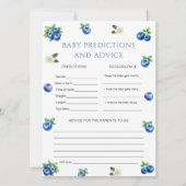 Blueberry Baby Shower Baby Prediction Game Card 招待状 (正面)
