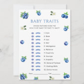 Blueberry Baby Shower Baby Traits Game Card 招待状 (正面)