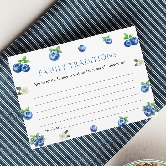 Blueberry Baby Shower Family Traditions Game Card 招待状