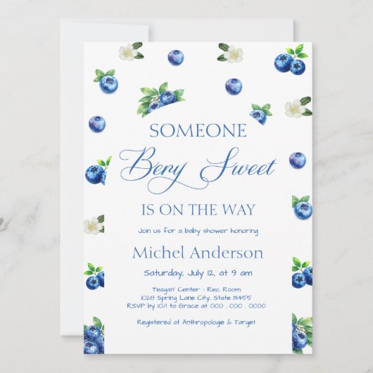 Blueberry Baby Shower Invitation 招待状 (正面)
