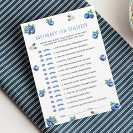 Blueberry Baby Shower Mommy or Daddy Game Card 招待状