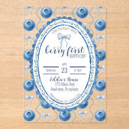 Blueberry Baby's Berry First 1st Birthday Party アクリル招待状