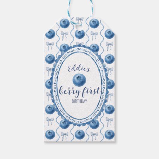 Blueberry Baby's Berry First 1st Birthday Party ギフトタグ (正面)