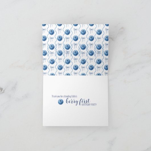 Blueberry Baby's Berry First 1st Birthday Party サンキューカード (内部)