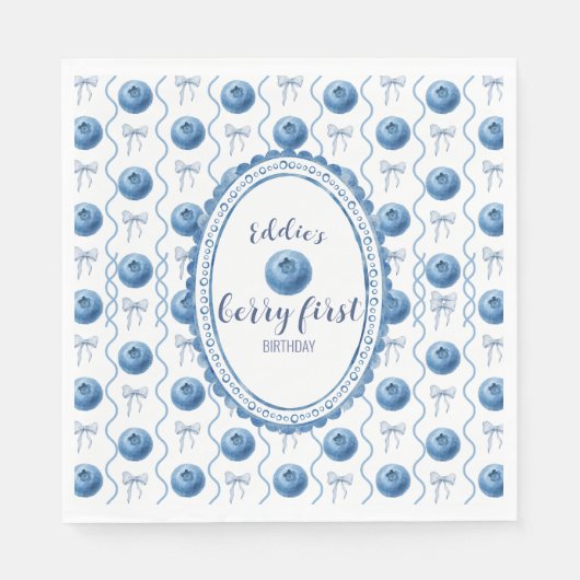 Blueberry Baby's Berry First 1st Birthday Party スタンダードランチョンナプキン (正面)