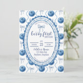 Blueberry Baby's Berry First 1st Birthday Party 招待状 (スタンド正面)