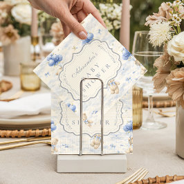 Blueberry Balloon Teddy Toile Baby Shower スタンダードカクテルナプキン