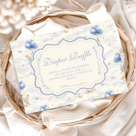 Blueberry Balloon Teddy Toile Diapper Raffle エンクロージャーカード