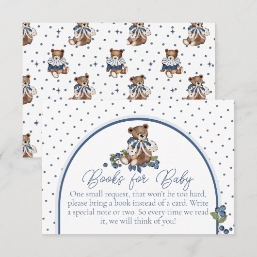 Blueberry Bear Baby Boy Shower Book Request 招待状 (正面/裏面)