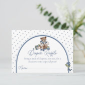 Blueberry Bear Baby Boy Shower Diaper Raffle 招待状 (スタンド正面)