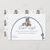 Blueberry Bear Baby Boy Shower Diaper Raffle 招待状 (正面/裏面)