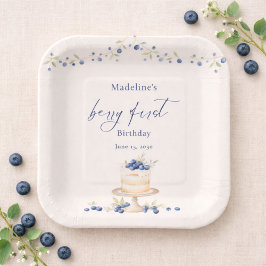 Blueberry Berry First Birthday Cake ペーパープレート