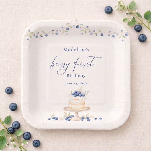 Blueberry Berry First Birthday Cake ペーパープレート