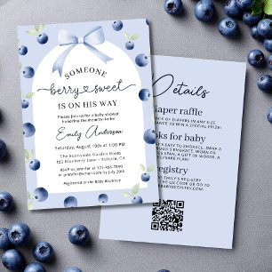 Blueberry Berry Sweet All In One Boy Baby Shower 招待状