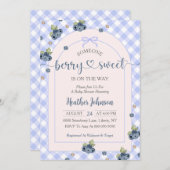 Blueberry Berry Sweet Baby Boy Baby Shower  招待状 (正面/裏面)