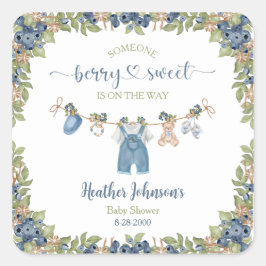 Blueberry Berry Sweet Clothesline Baby Shower スクエアシール