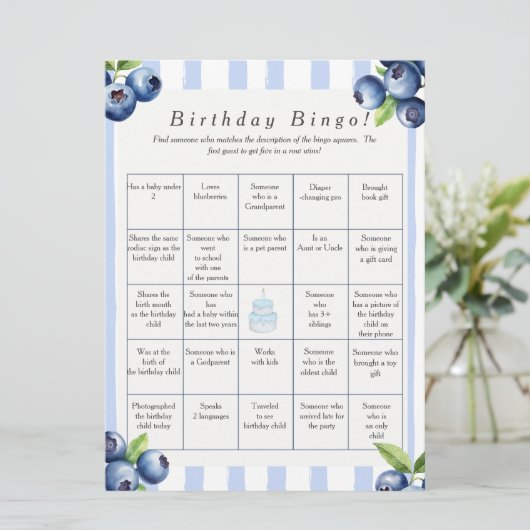 Blueberry Birthday Find Guest Bingo game card シーズンカード (スタンド正面)