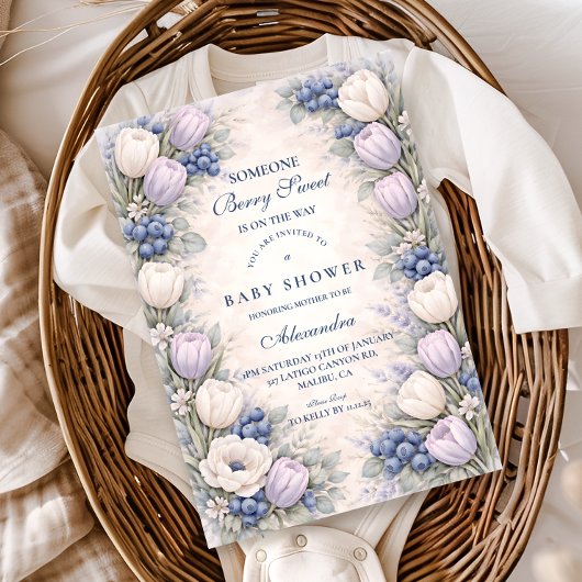 Blueberry Blossom Garden Baby Shower 招待状