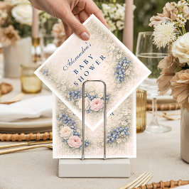 Blueberry Botanical Frame Baby Shower スタンダードカクテルナプキン