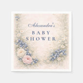 Blueberry Botanical Frame Baby Shower スタンダードカクテルナプキン (正面)
