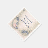 Blueberry Botanical Frame Baby Shower スタンダードカクテルナプキン (角)