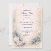 Blueberry Botanical Frame Baby Shower 招待状 (正面)