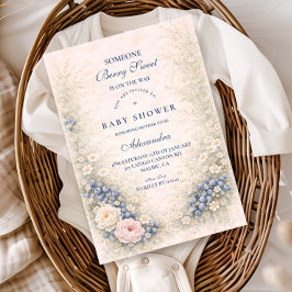 Blueberry Botanical Frame Baby Shower 招待状
