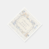 Blueberry Bunny Teddy Toile Baby Shower スタンダードカクテルナプキン (角)