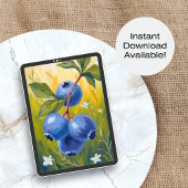 Blueberry Bush | Fruit Watercolor Painting ポスター