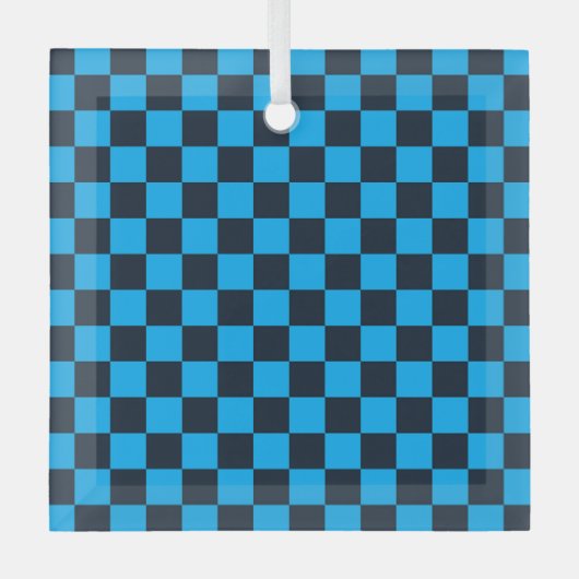 Blueberry checkered pattern ガラスオーナメント (正面)