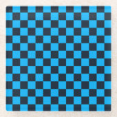 Blueberry checkered pattern ガラスコースター (正面)