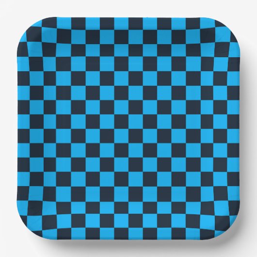 Blueberry checkered pattern ペーパープレート (正面)