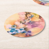 Blueberry Clustersコースター – フローラお祝い ラウンドペーパーコースター (アングル)