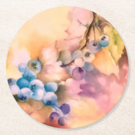 Blueberry Clustersコースター – フローラお祝い ラウンドペーパーコースター