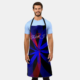 Blueberry Color Center Geometric Print Apron エプロン