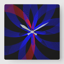 Blueberry Color Center Geometric Wall Clock スクエア壁時計