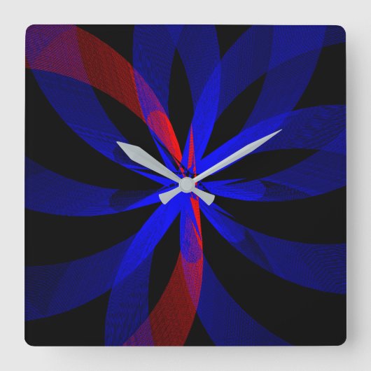 Blueberry Color Center Geometric Wall Clock スクエア壁時計 (正面)