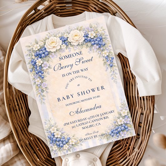 Blueberry Cottage Garden Baby Shower 招待状