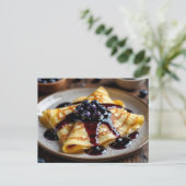 Blueberry Covered Crêpes Recipe Card ポストカード (スタンド正面)