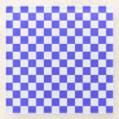 Blueberry cream checkered pattern ガラスコースター (正面)
