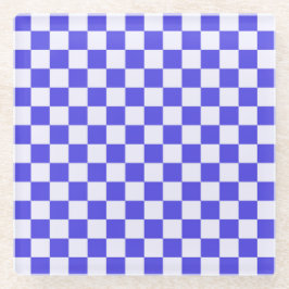 Blueberry cream checkered pattern ガラスコースター