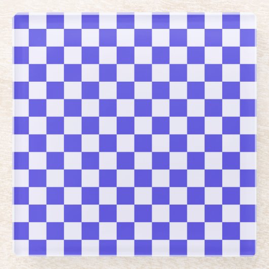 Blueberry cream checkered pattern ガラスコースター (正面)