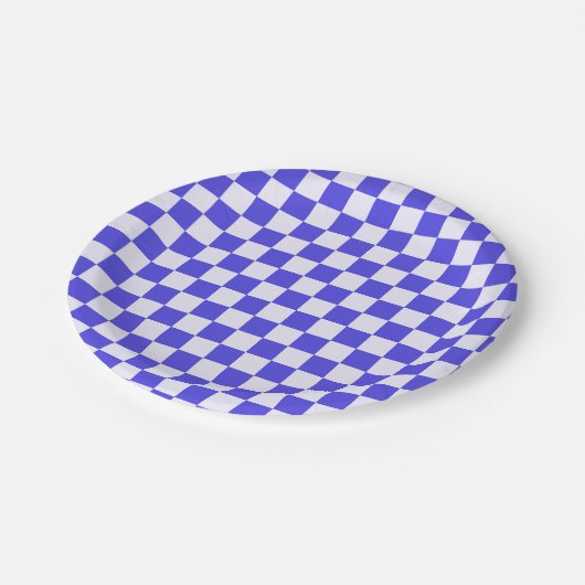 Blueberry cream checkered pattern ペーパープレート (アングル)