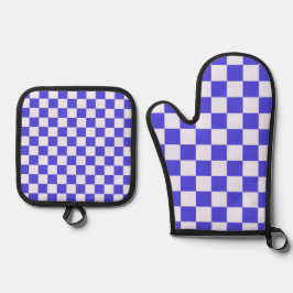 Blueberry cream checkered pattern 鍋つかみ&鍋敷きセット